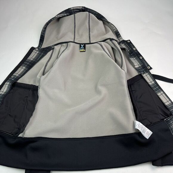 Burton Dry Ride Plaid Tie Waist Fleece Jacket M Gorpcore Hooded Ski Trail Grunge - Picture 11 of 15